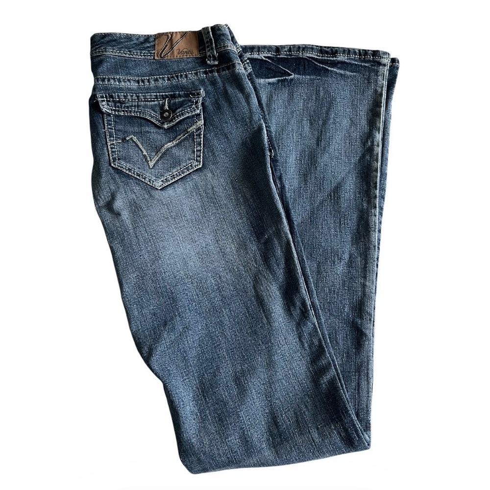 Vanity Womens Sasha Boot Cut Jeans Blue Medium Wash 31x35 (34x36) Flap Pocket
